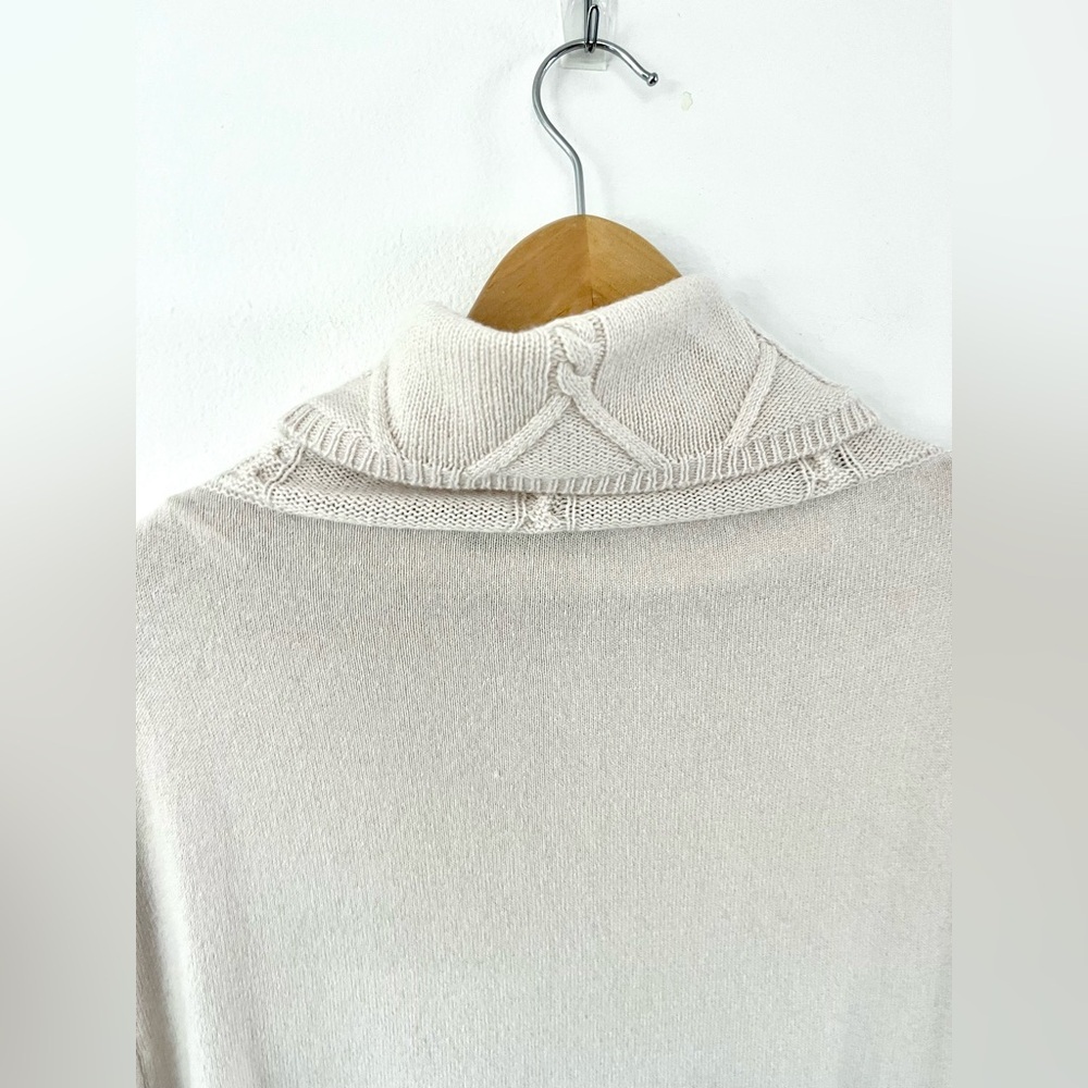 Elena Miro Cream Cable Knit Wool Fold Over Turtleneck Sweater Size‎ XS - Picture 8 of 14